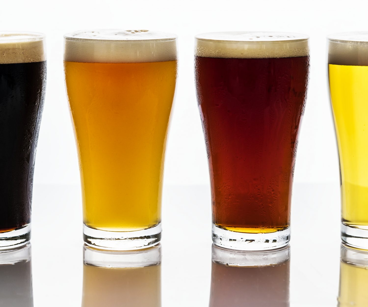 Pints of draught beer macro photography