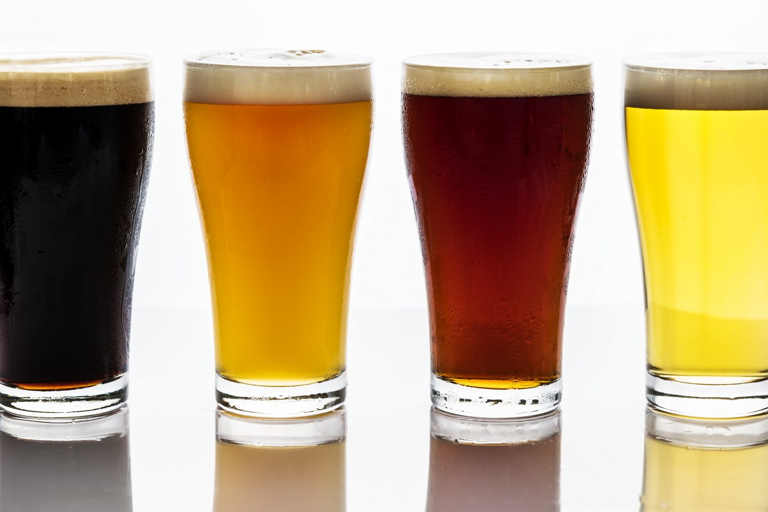 Pints of draught beer macro photography